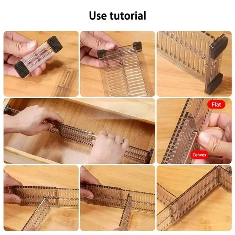 2pcs/set Adjustable Clapboard Drawer Divider Partition DIY Durable Storage Organiser Wardrobe Closet Punch-free Separator Qme