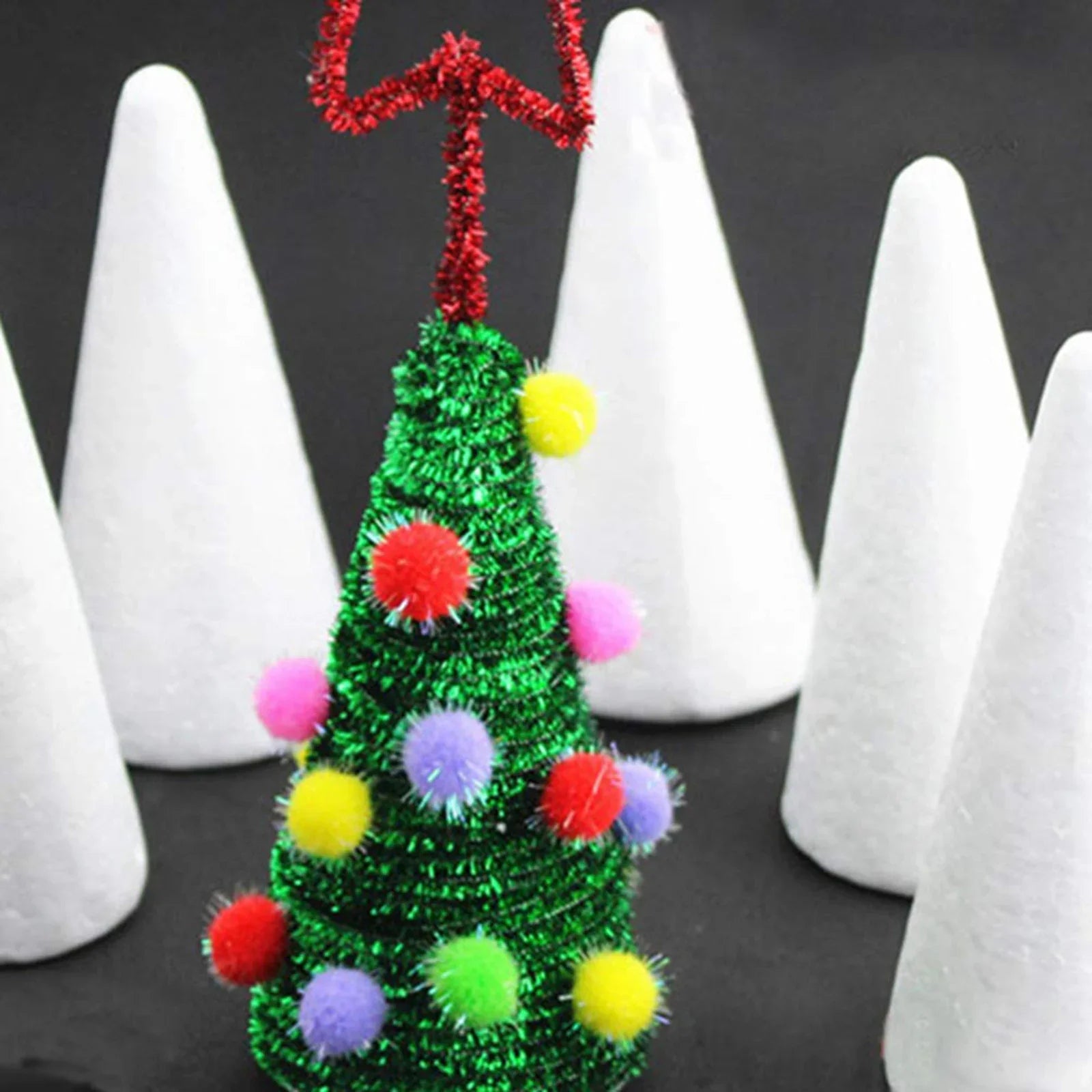 1Pcs DIY Arts Xmas Party Decor For Crafts Crafting Cake Topper Foam Cones DIY Crafts Polystyrene Forms Small Large White Foam Qme 35cmX12.9cm