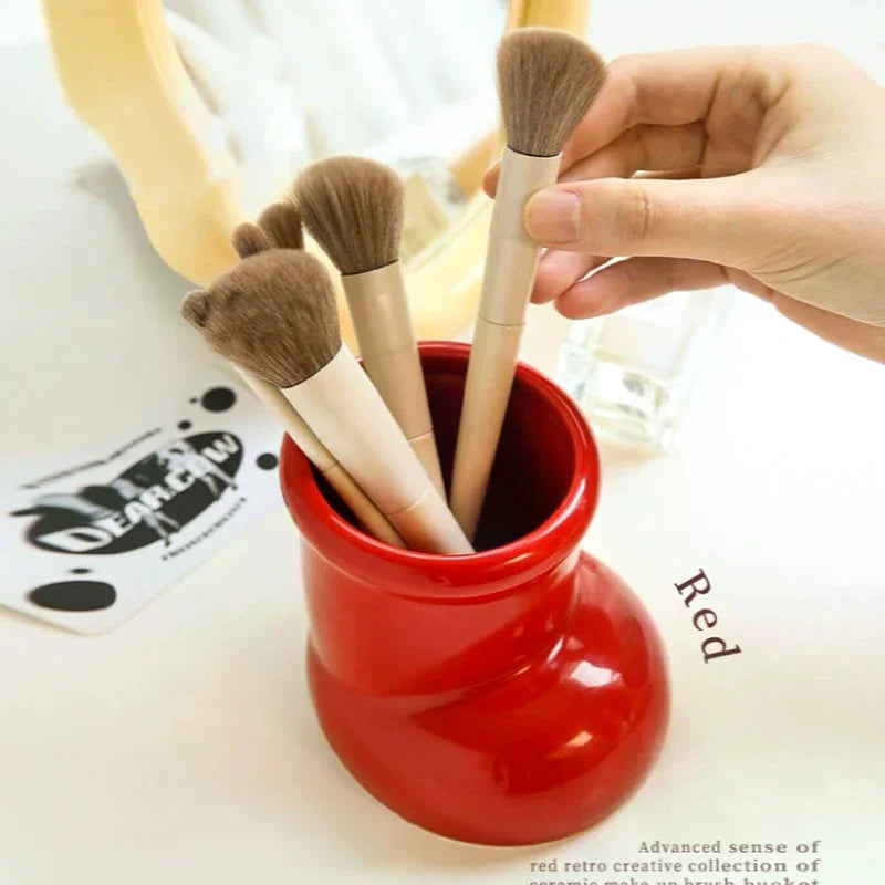 Red Boots Christmas Decor Pen Holder Multi-functional Desk Organizer Qme