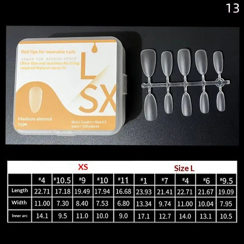 Box Nails Tips Coffin French Full Cover Medium Short NO Polishing Qme 13