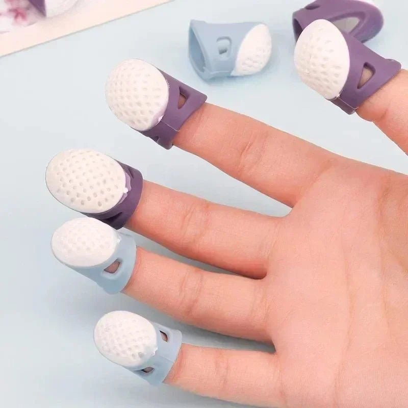 Silicone Anti-slip Sewing Thimbles Sewing Finger Tips Finger Cover Hollowed Protector Sleeve DIY Hand Cross-stitch Sewing Tools Qme
