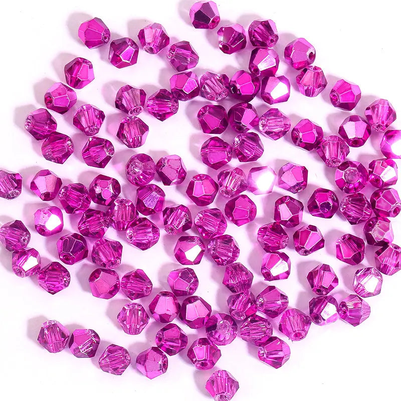 100Pcs 4MM Glass Beads Bicone Shaped Beads Faceted Crystal Beads for Jewelry Making Bracelet Necklace Earrings DIY Beading Qme 3 4MM-100PCS