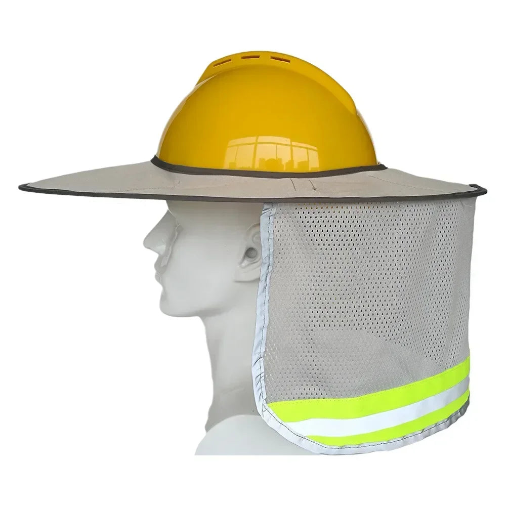Summer Hard Hat Sun Shade, Reflective Protection Helmet Neck Shield for Construction Workers to Prevent Sunburn Qme Light gray Without safetyhelmet