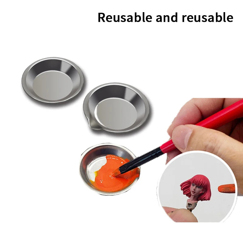 Makeup Palette Stainless Steel Small Round Paint Tray Artist Qme