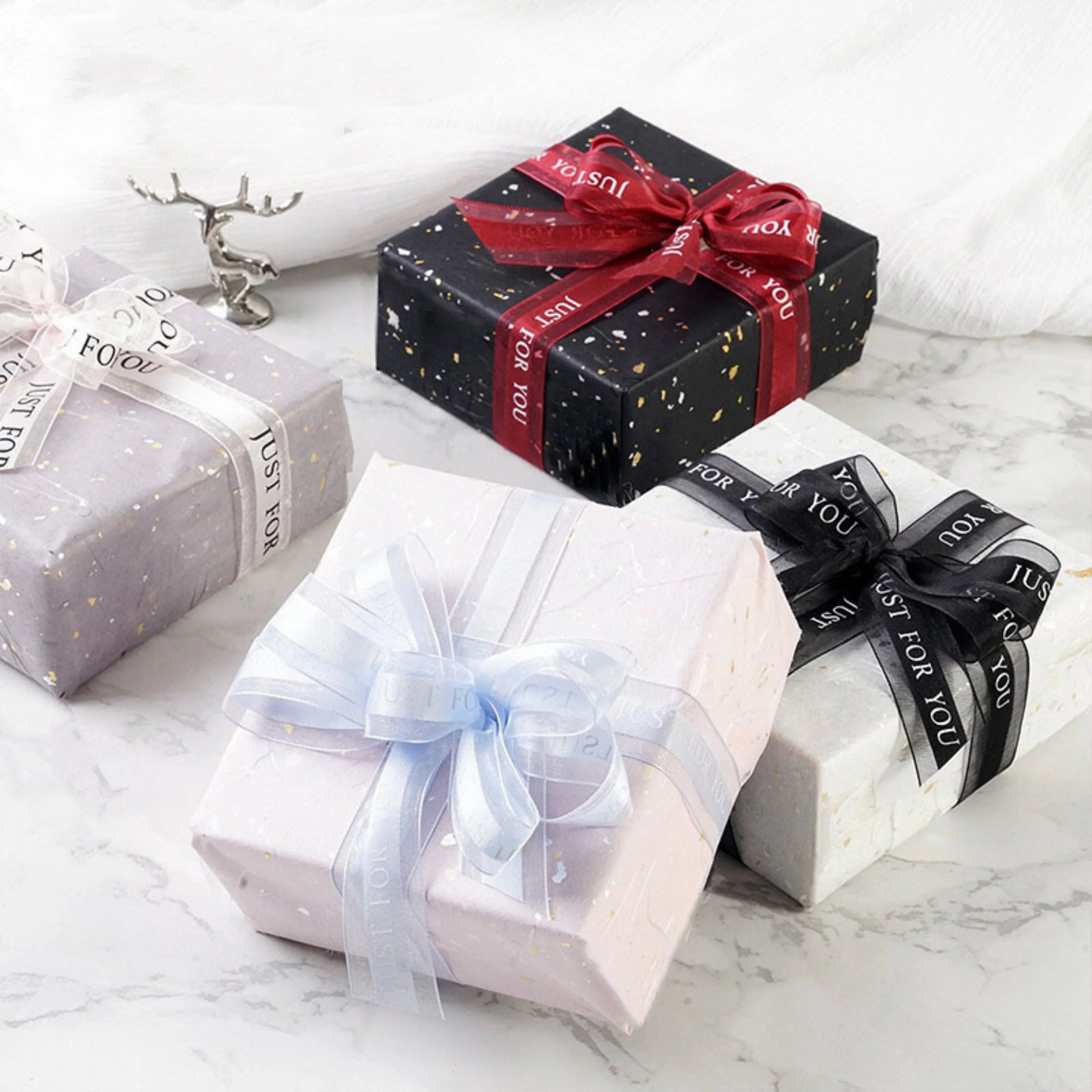 1pc, "just For You" English Snow Yarn Ribbon Gift Snow Yarn Colorful Silk Baking Cake Packaging With Webbing Florist Material Qme