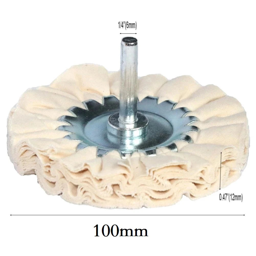 1x Buffing Wheel 100mm 4inch White Cotton Polishing Bit Head Open Bias 6mm Shank For Metal Plastic Wood Ceramic Glass Grinding Qme Default Title