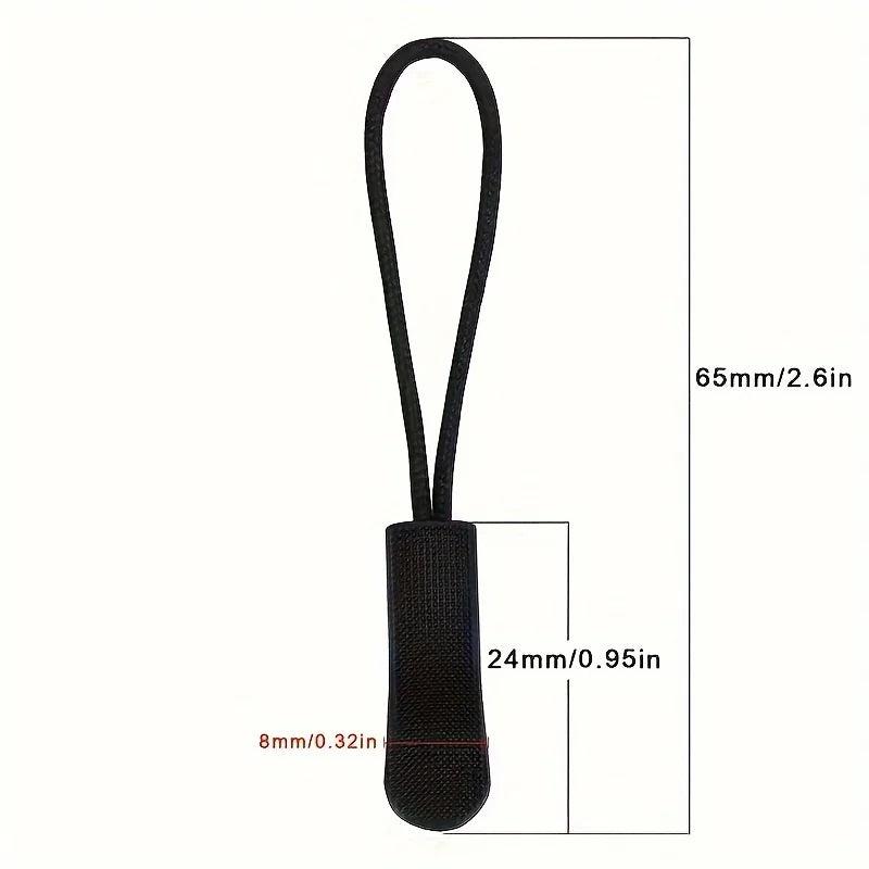 20pcs Replacement Zipper Pulls Black Zipper Pull Cord Extender For Backpacks, Jackets, Luggage, Purses, Handbags Qme