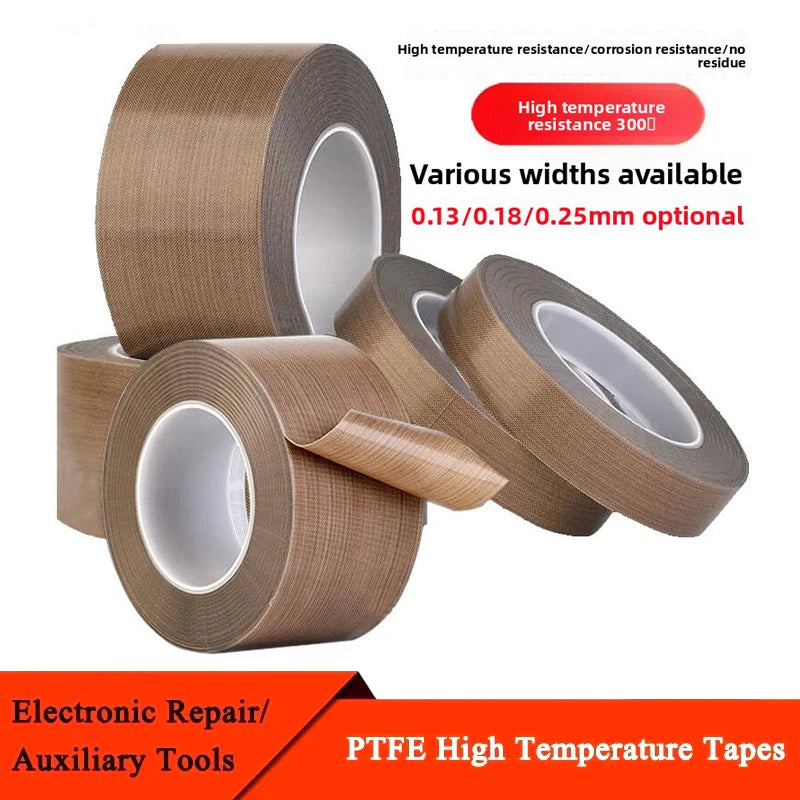 Tape Adhesive Cloth Width 10~50mm Thickness 0.13mm 0.18mm Insulated Vacuum High Temperature Resistant Sealing PTFE Tapes Qme