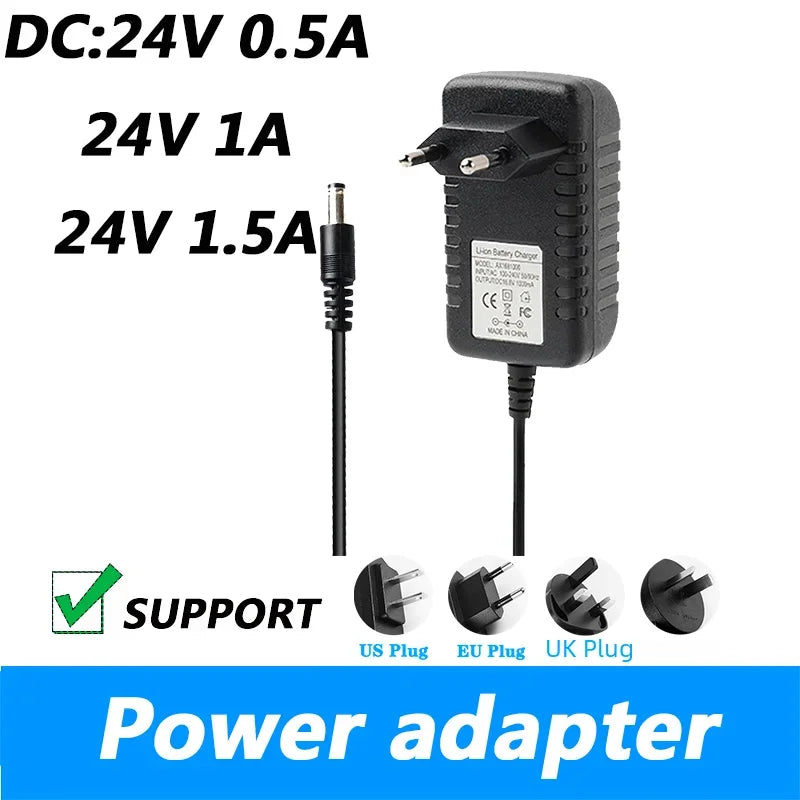 DC 24V 1500mA 24V 1A 24V 0.5A TV Charger 24V 1.5A Mobile DVD Power Adapter Power Cord 5.5*2.1MM UK Plug AU Plug Qme UK PLUG 24v 1A