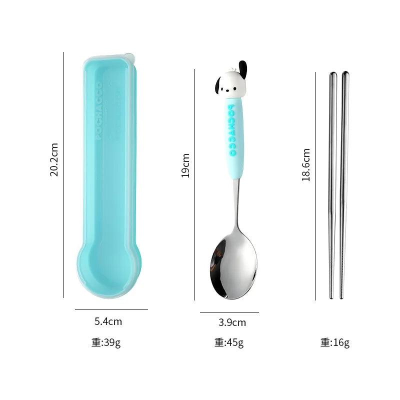 Hello Kitty Kuromi Spoon and Chopsticks Cute and Cartoon-Style Portable Cutlery Set Qme 6