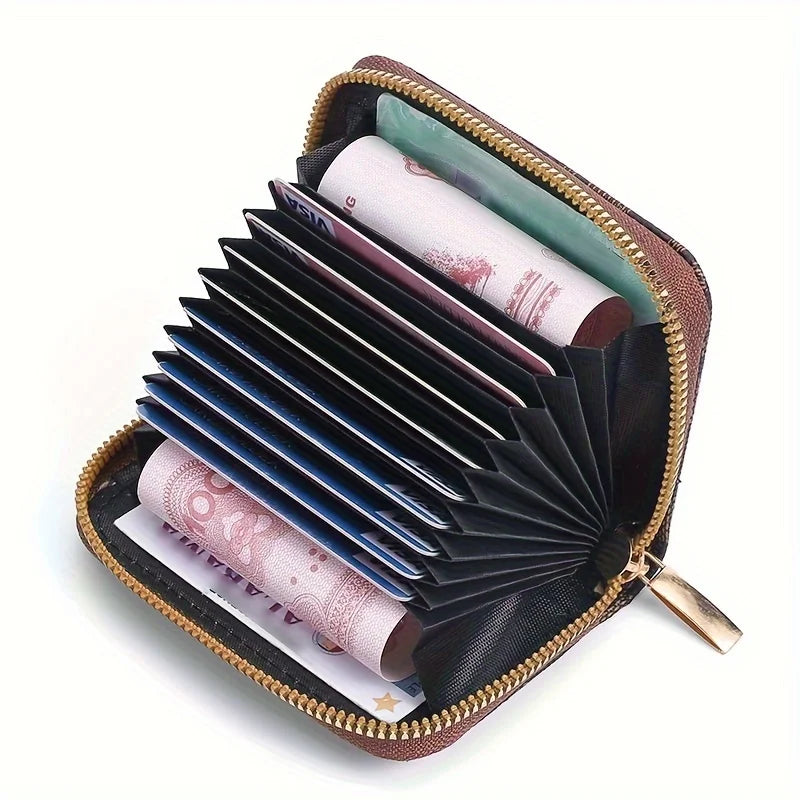 Short Accordion Card Holder, Large Capacity Wallet, Small Coin Purse,Zipper Bag,Credit Card Holder,Key Pouch,And Coin Bag Qme