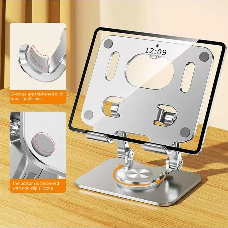 Aluminum Tablet Stand Desk Riser 360° Rotation Multi-Angle Height Adjustable Foldable Holder Dock for Xiaomi iPad Tablet Qme