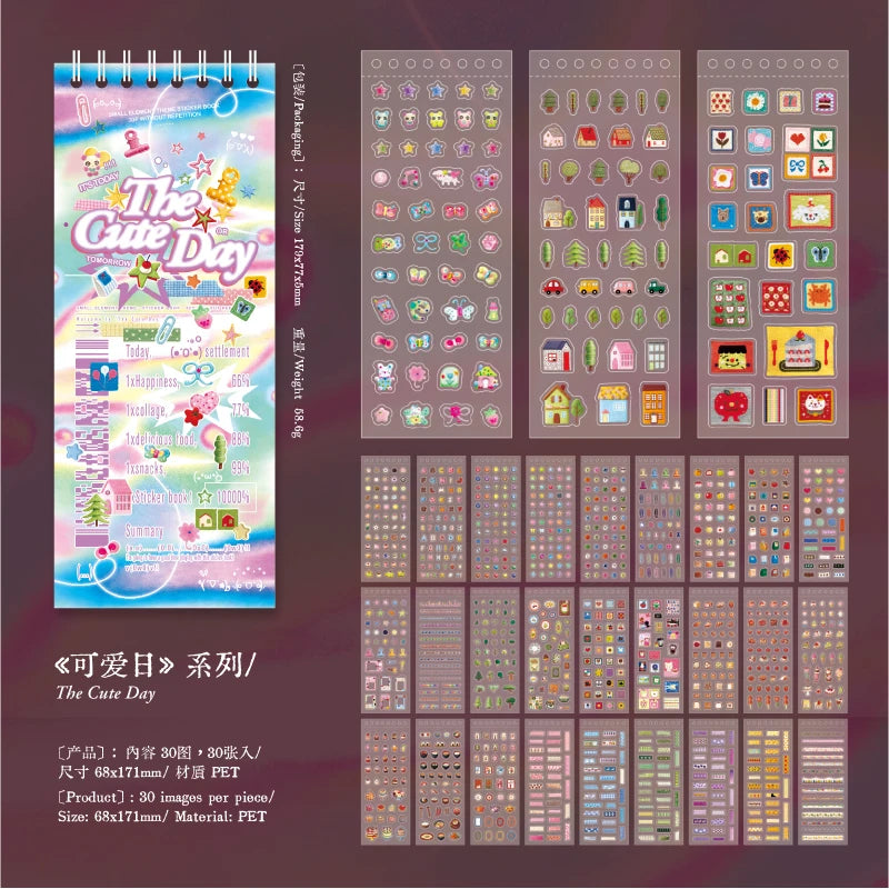 TIANZI 30 sheets/lot Kawaii Japanese Cute Days Series Die Cutting Coil Sticker Book DIY Scrapbook Stationery Decoration ﻿Kit Qme A