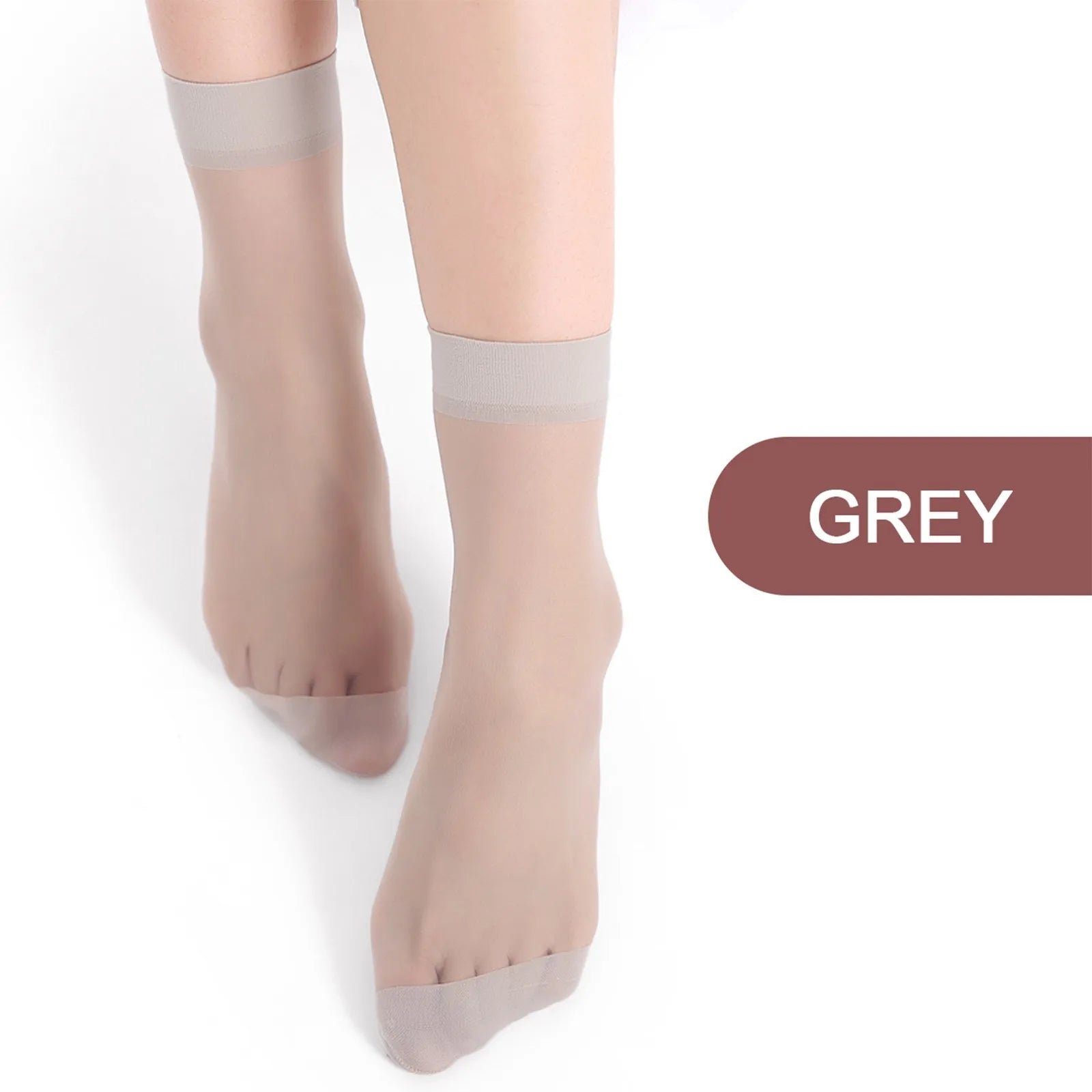 10 Pairs Women Elastic Short Stockings Black Nude Lightweight Mesh Breathable Casual Socks Summer Comfy Thin Stockings Qme Gray One Size