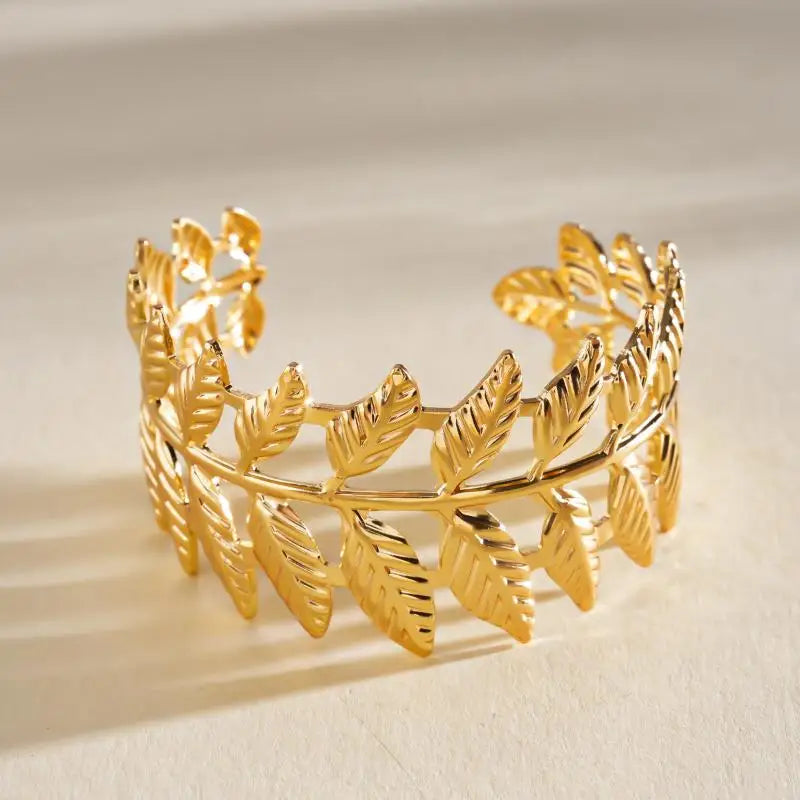 Vintage Ginkgo Leaf Butterfly Open Cuff Bangle Gold Silver Wide Statement Bracelet For Women Boho Party Jewelry Qme A11