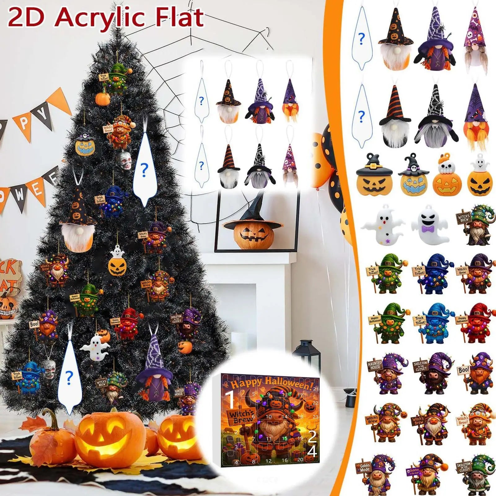 Gnome Countdown Calendar 24-Day Ornament Halloween Collectible 2D Qme