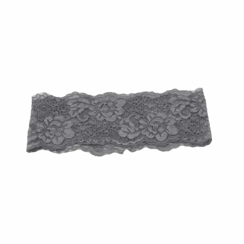 Korean Lace Floral Headbands Solid Spandex Hollow-out Lightweight Qme Grey