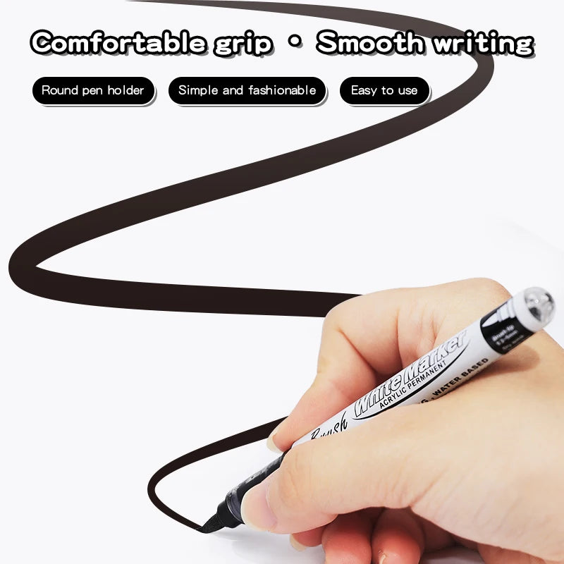 Large Capacity Permanent Black/White Acrylic Paint Pen for Art Supplies, Fabric Paint, Markers for DIY Art Qme
