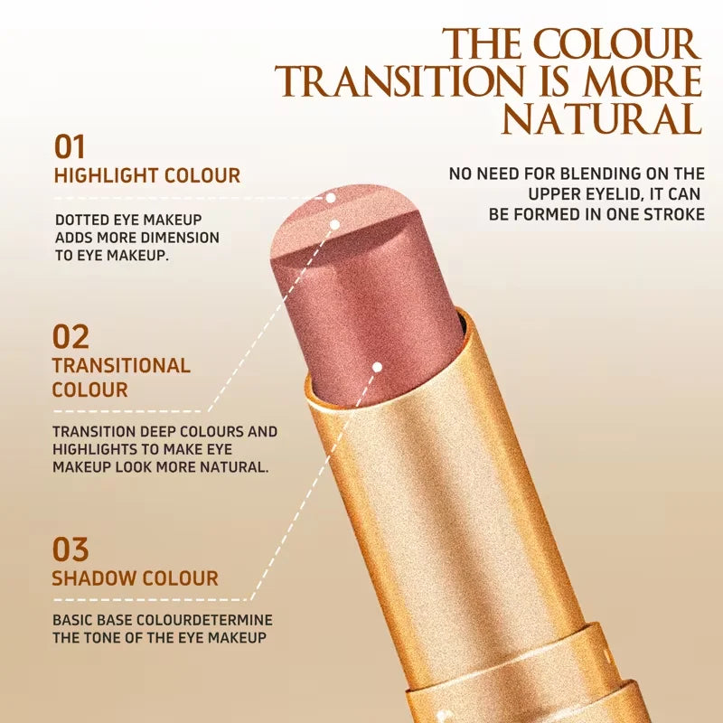 3-in-1 Eyeshadow Stick Lazy Tricolor Gradient Shimmer Gloss Quick Qme