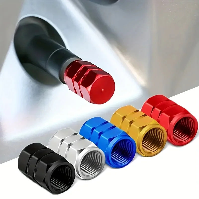 4pcs Car Tire Valve Caps Aluminum Alloy Car Wheel Tire Valve Caps Dustproof Car Motorcycle Truck Bike for USA AIR Valve Caps Qme
