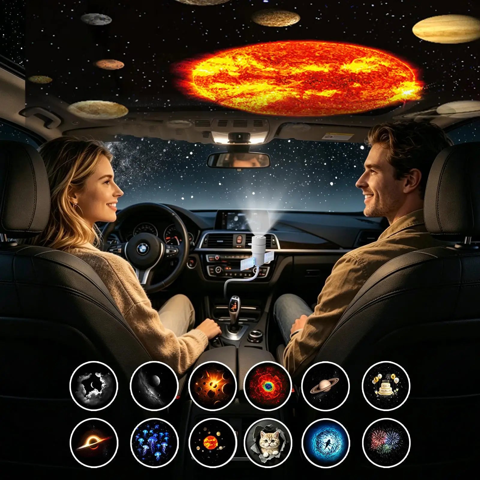 USB Galaxy Projector 2 Modes 12 Projection Films Decoration Galaxy Projector Night Light For Relaxing Sleeping Bedroom Living Qme