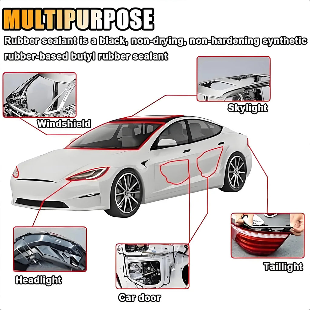Butyl Rubber Glue Headlight Sealant Retrofit Reseal Hid Headlamps Taillight Shield Glue Tapes Car Door Seal Accessories Qme