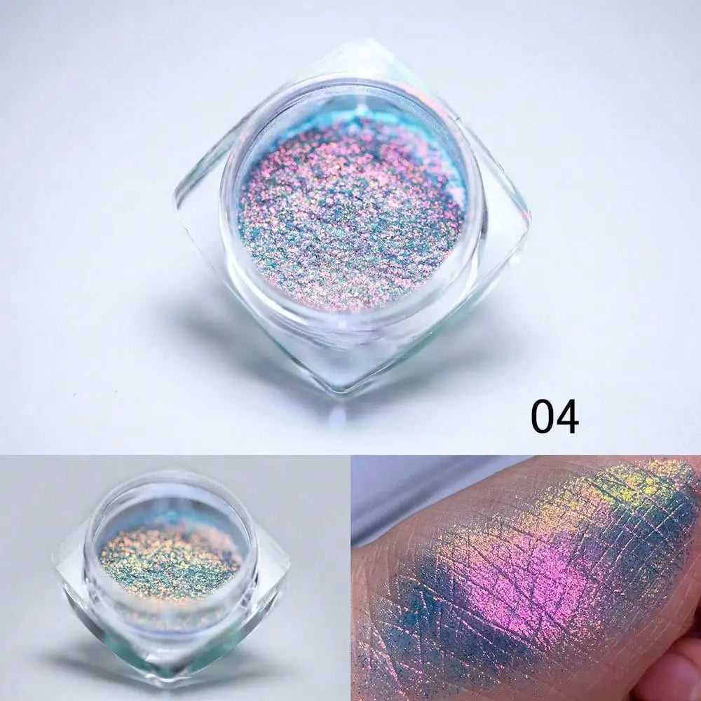 Y2K Polarized Nail Powder Hypoallergenic Chameleon Glitter Art Aurora Qme 4