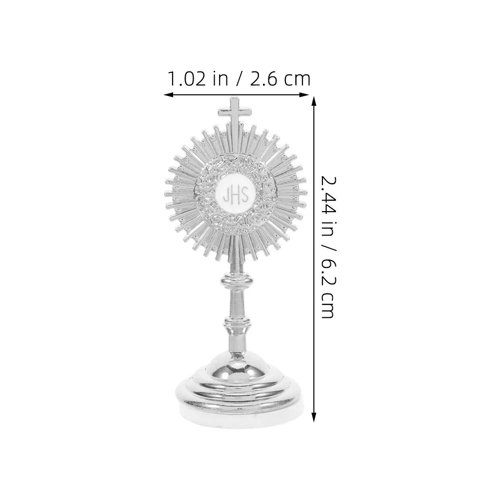 4Pcs Intricately Detailed Metal Catholic Crucifix Standing Table Cross with Base for Home Prayer Space Chapel Religious Decor Qme