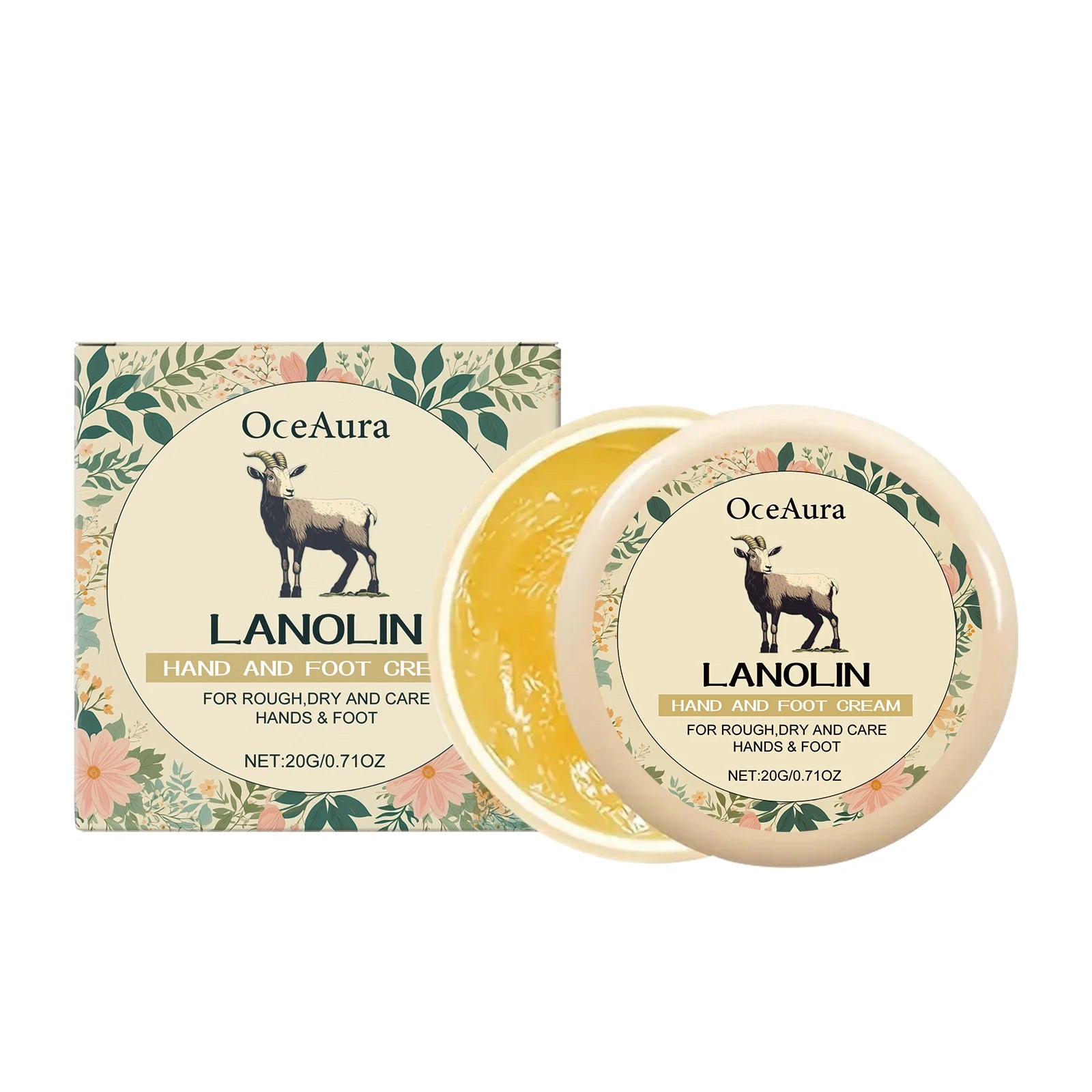 Lanolin Hand Foot Cream Deep Moisturizing Exfoliates Removes Dead Skin Softens Hands Anti-Crack Non-Greasy Hydration Cream Qme 20g Boxed