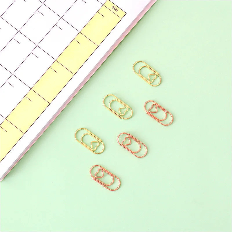 Bag Mini Heart Gold Rose Clip Bookmark Binder Office Accessories Qme