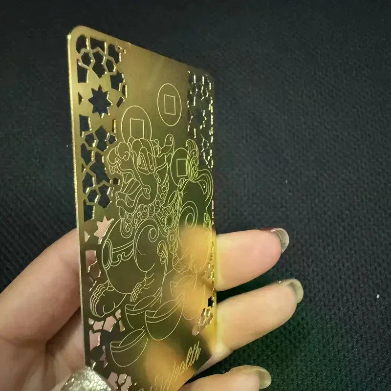 Fengshui Wealth Talisman Gold Card Chinese Prosperity Amulet With Pixiu Attracting Wealth Protection Feng Shui Home/Office Decor Qme