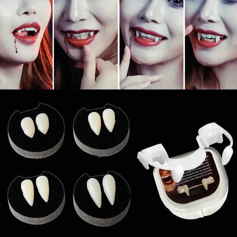 Halloween Fake Teeth Cosplay Vampire Fangs Retractable Teeth Dress Costume Tooth Gift Party Decoration Vampire Dracula Teeth Qme