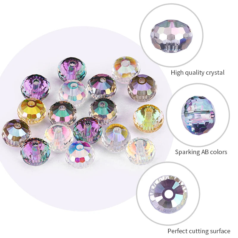 6mm 8mm 96 Austria Crystal Beads Faceted Round Loose Spacer Beads Rhinestone for Jewelry Making DIY Necklace Bracelet Earring Qme
