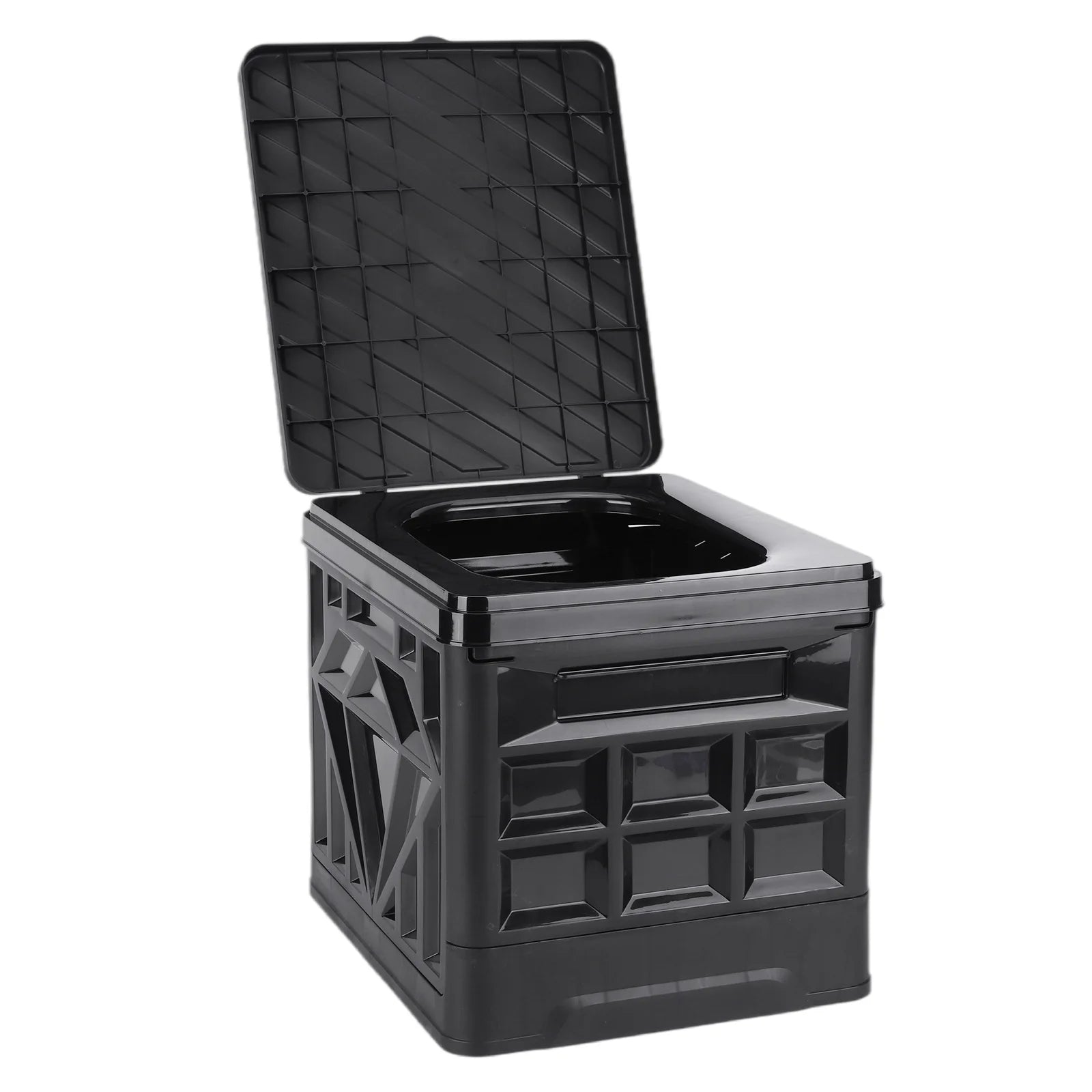 Folding Collapsible Toilet for Adults & Kids Emergency Toilet with Lid & Reusable for Camping Travel Outdoor Car RV & Emergency Qme black