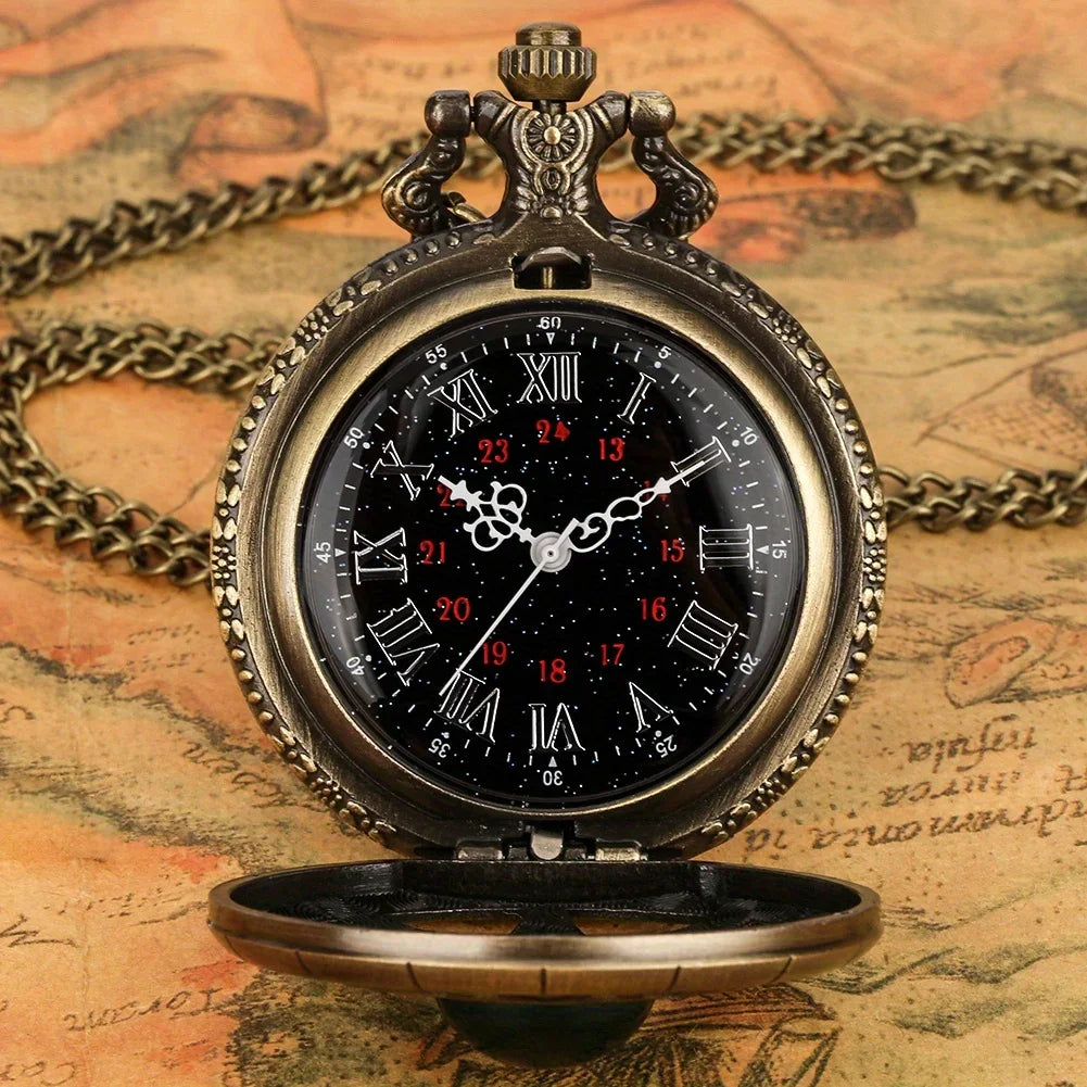 Y2K Cartoon Anime Round Pointer Quartz Watch Vintage Rhinestone Cosplay Necklace Chain Watch For Women Men Collector Gift Qme