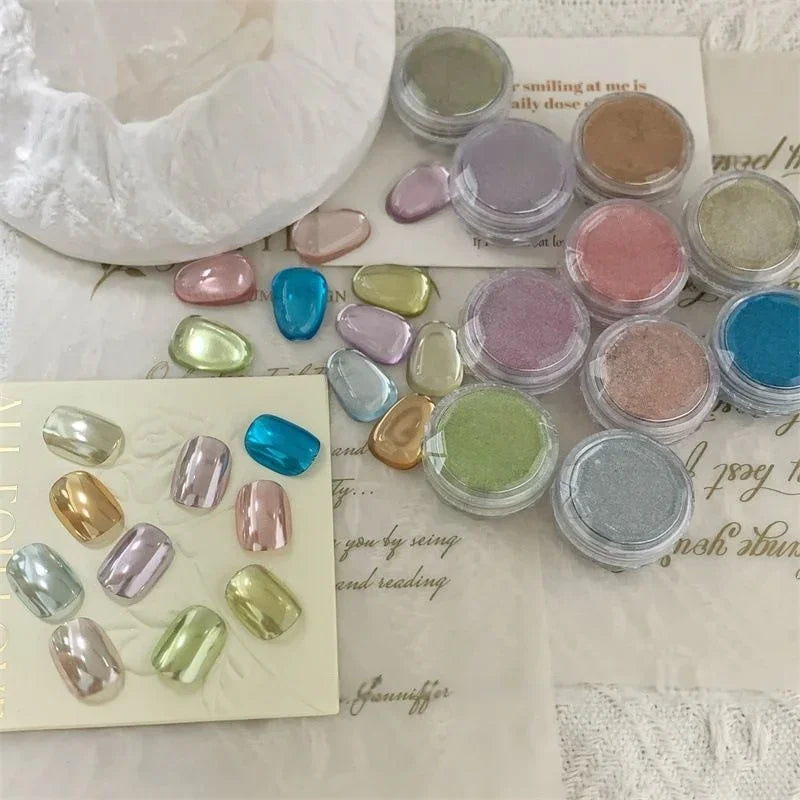 Manicure Super Flash Rich In Pigment Sparkling Mirror Effect Nails Shining Summer Nail Mirror Powder Metal Nail Art Tools Qme