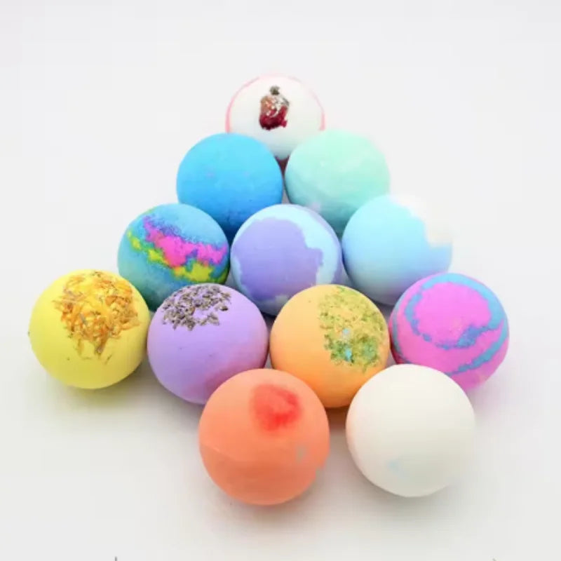 12pcs Bath Bubble Ball Kit Essential Oil Bath Salts Skin Care Exfoliating Moisturizing Shower Bath Balls Accessories Relaxing Qme