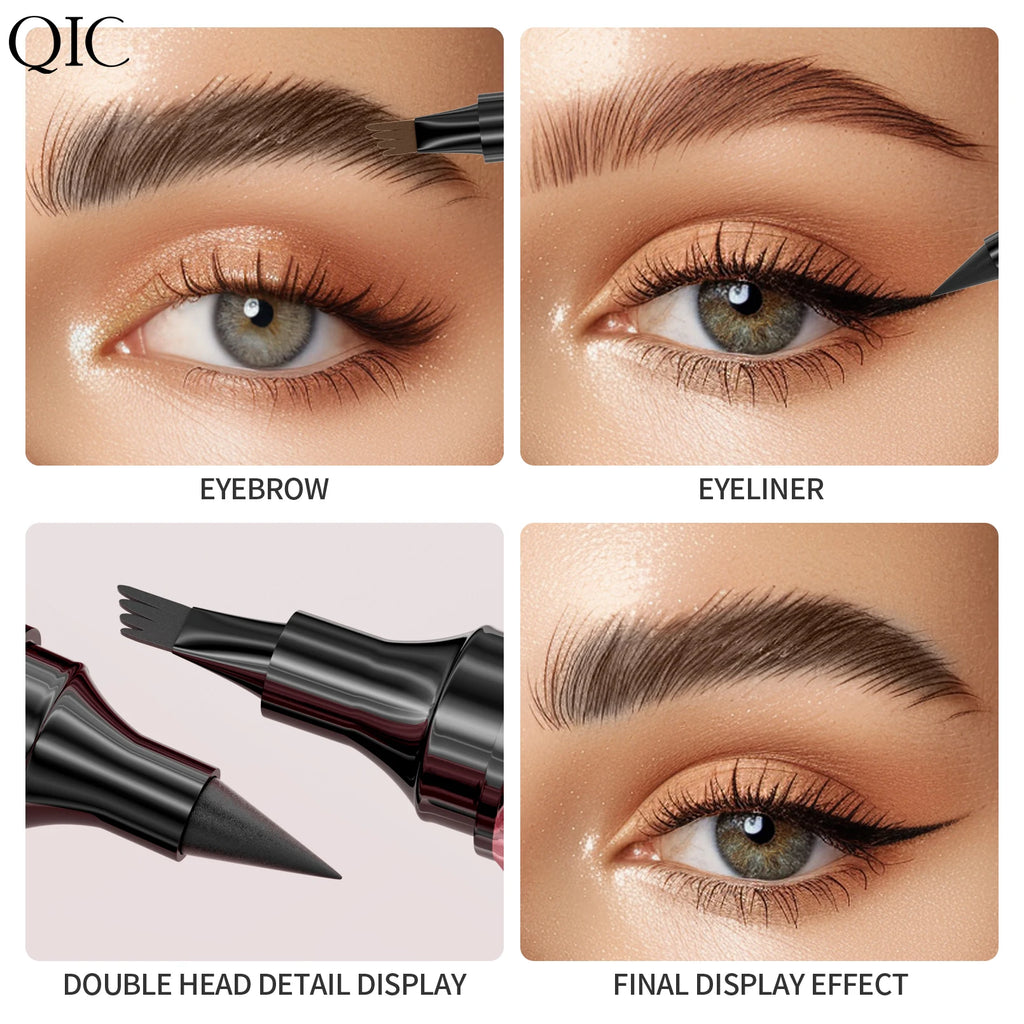 4 Colors 1pc Eyebrow Pen Waterproof 4 Split Tip Eyebrows Pen Eyebrow Tattoo Pen Waterproof Liquid Black Eyebrow Makeup Pencil Qme