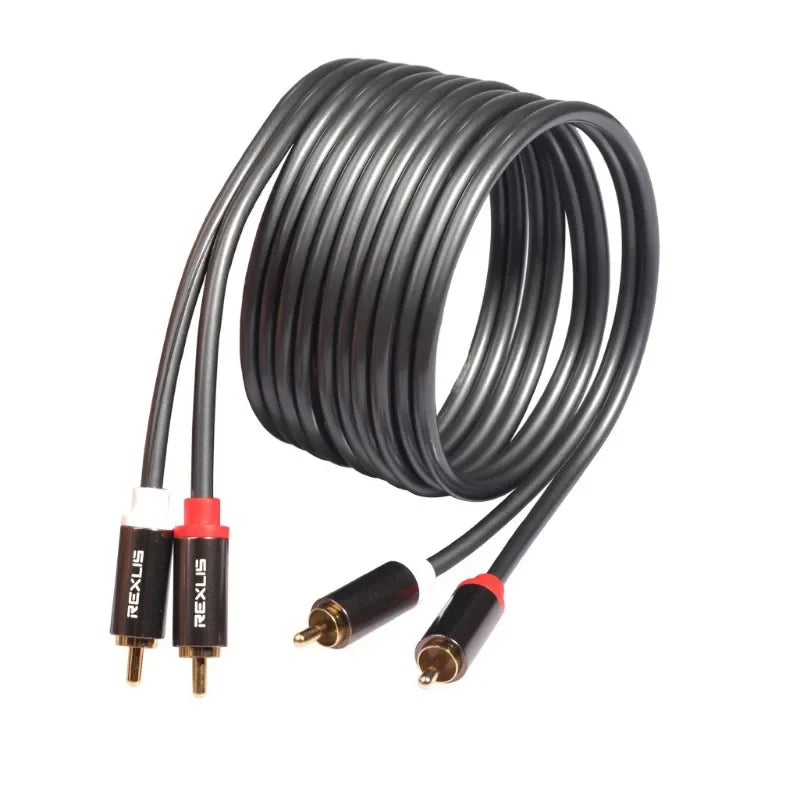Aluminum alloy 2RCA to 2RCA lotus line AV four head rca binary amplifier audio cable Qme