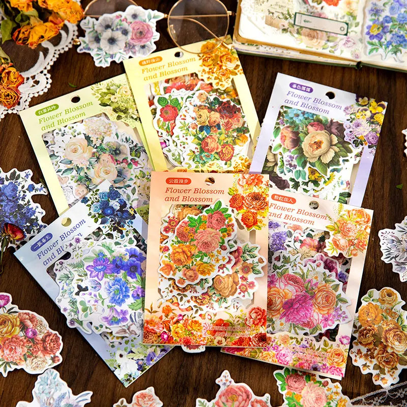 20 pcs Flower Sticker Literature Art Decorative Scrapbooking Diy Diary Album Creativity hand made Collage material Qme