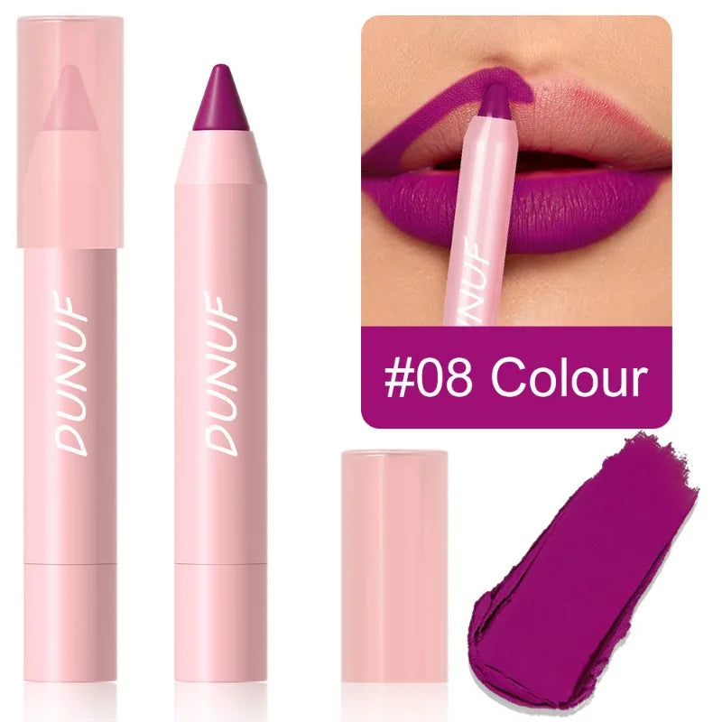 18 Colors Matte Lipstick Pen Soft Silky Velvet Lip Liner Pencil Sexy Full Color Lip Crayon Waterproof Lasting Beauty Maquillaje Qme 08