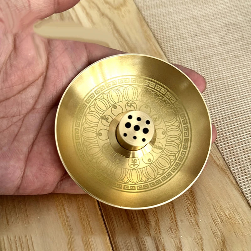 Round Incense Burner 9 Hole Holder Stick Plate Tray Palo Santo Sage Qme