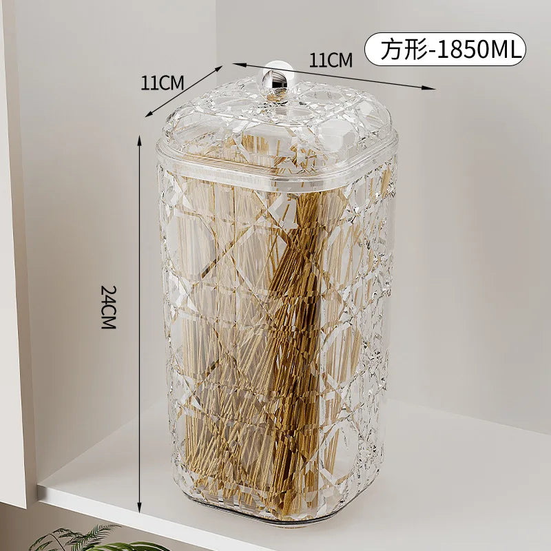 2-Piece Airtight Food Storage Containers for Kitchen Cereal Nuts Spices Grains Dried Fruit Plastic Sealed Canisters with Lids Qme Square 1850ml-2Pcs