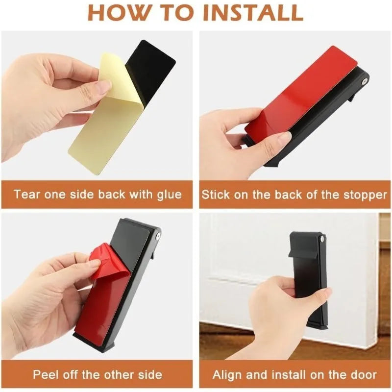 Heavy Duty Metal Door Stopper Windproof Anti-collision Rubber Base Qme