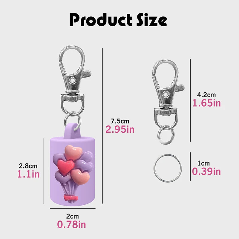 Portable Lipstick Pouch Keychain Balloon-shaped Protective Case Lip Qme