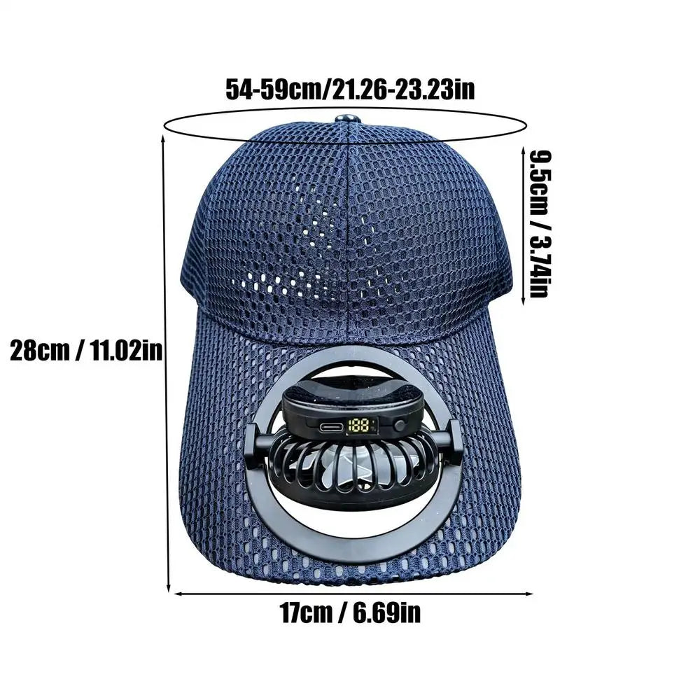 Solar Powered Fan Hat Men Women USB Charging Cooling UV Protection Solar Hat With Built-in Fan for Outdoor Summer Beach Picnic Qme Navy Blue
