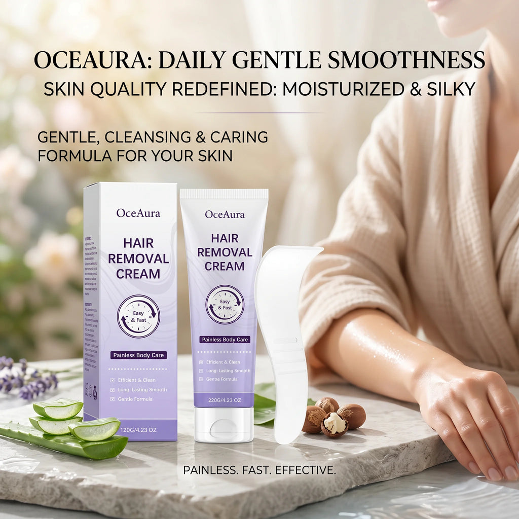 OceAura Hair Removal Cream for Underarm Leg Arm Body Hairs Growth Inhibits Painless Calm Redness Aloe Hydrating Depilatory Cream Qme