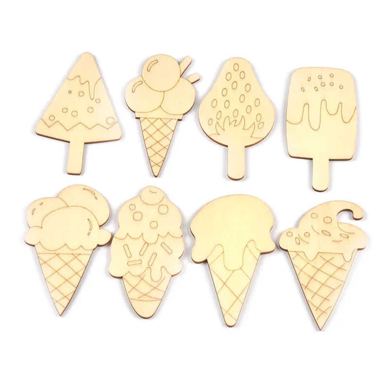 6Pcs 10x5.8cm Creative Cream Wooden Slices DIY Blank Children's Summer Birthday Party Painting Crafts Unfinished Wood Arts c3737 Qme 6Pcs Mixed