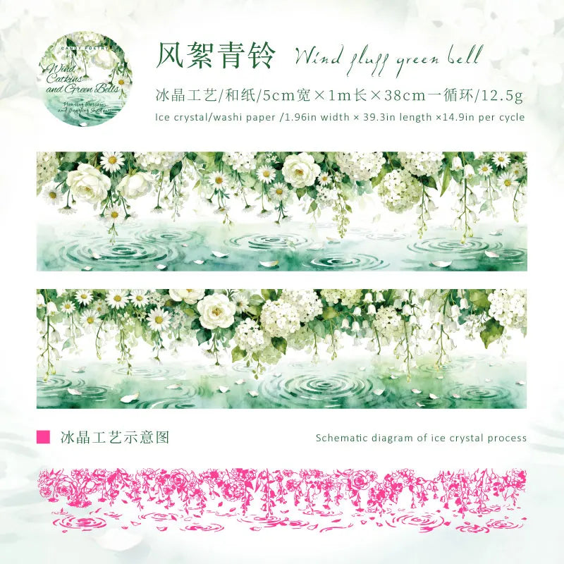 1 Roll Floral Tassel Theme Washi Tape for DIY Journal, Photo Frame Collage, Scrapbook Material, Phone Case Decoration Qme 1