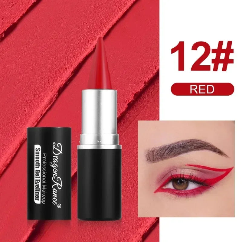 Creamy Texture Eyeliner Black Red Matte Easy Coloring Sweatproof High Pigment Eyeliner Pencil Daily Makeup Accessories for Women Qme 12 RED